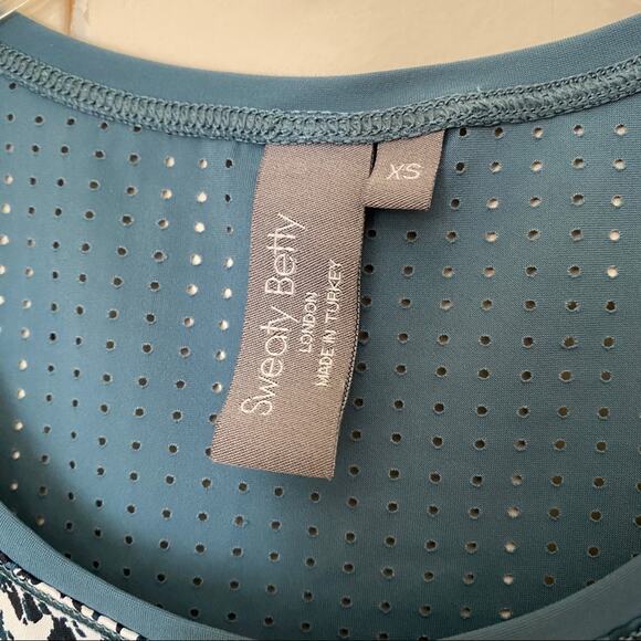 Sweaty Betty Homestraight Running Teal Stargazer Wild Garden Print Crop Top XS - Picture 4 of 7